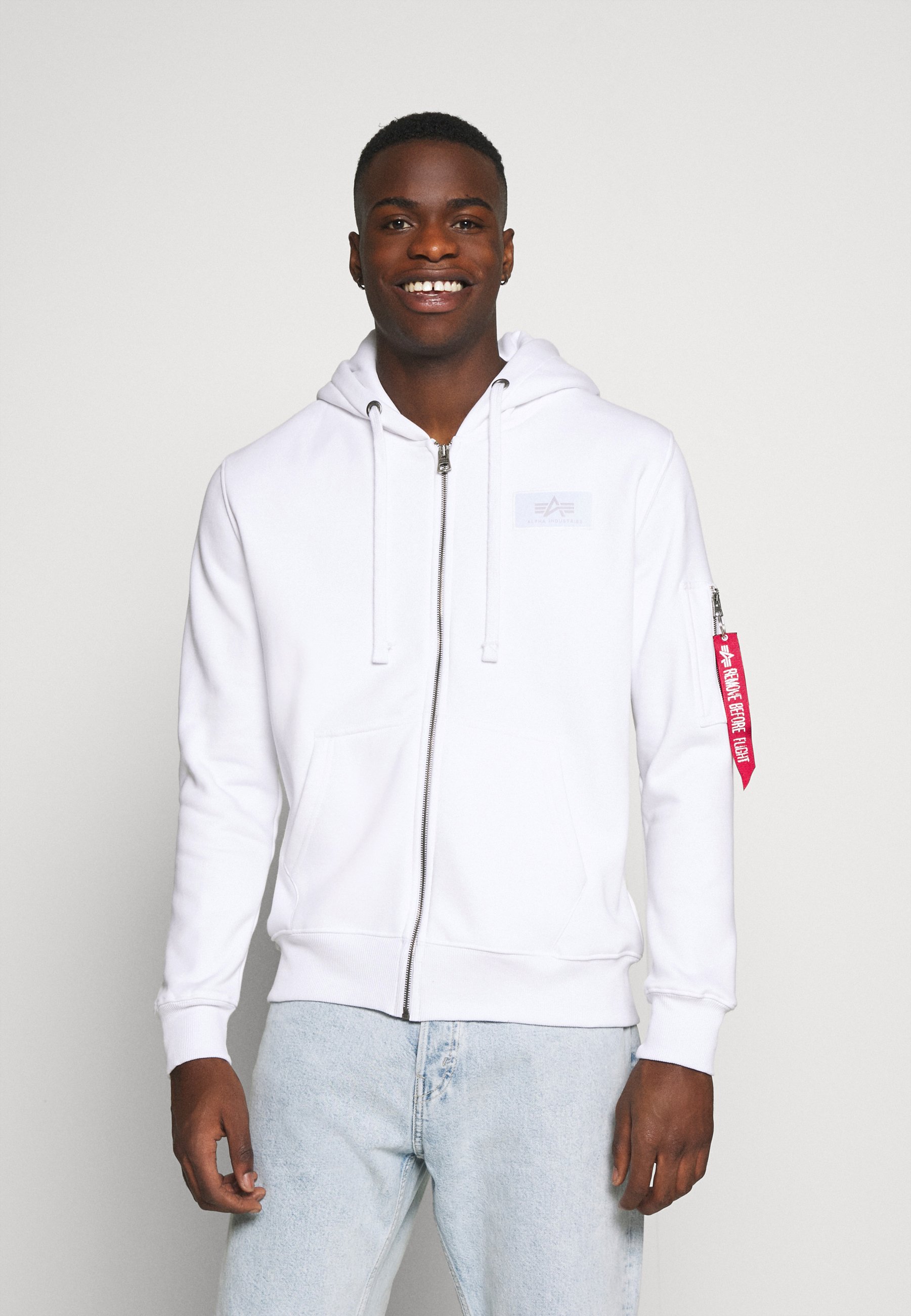 Alpha Industries BACK PRINT HOODY - Sweat zippé - white/blanc - ZALANDO.FR