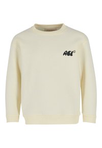 Krémová mikina vyrobená z měkké látky s žebrovaným kulatým výstřihem a manžetami. Obsahuje černé logo "ACL" na levé straně.