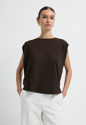EMBELLISHED SHOULDER  - Camicetta - brown