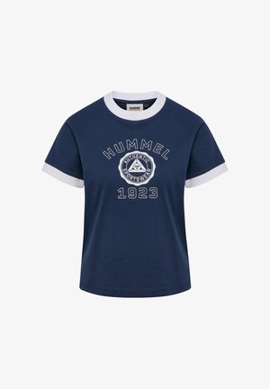Hummel, HMLPULSE RINGER S/S - T-shirt print - dress blues