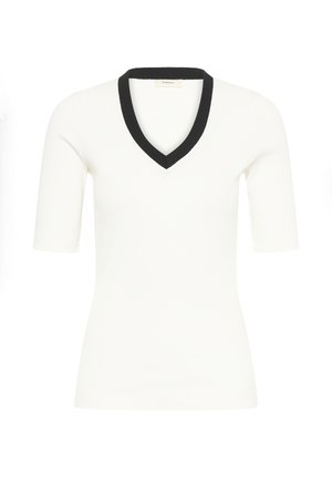 InWear, DAGNAIW V T-SHIRT - Nyomott mintás póló - whisperwhite/black rib trim