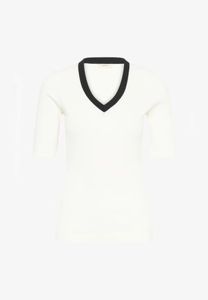 InWear, DAGNAIW V T-SHIRT - Nyomott mintás póló - whisperwhite/black rib trim