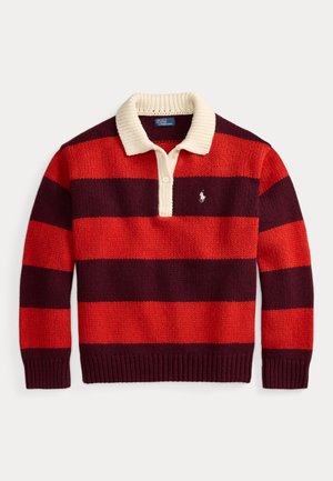 Polo Ralph Lauren, STRIPED WOOL BLEND RUGBY SWEATER - Striktrøje - harvard wine/brandy heather