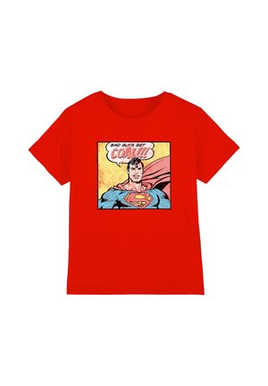 Cotton Soul, SUPERMAN VINTAGE BAD GUYS GET COAL UNISEX - Print T-shirt - red