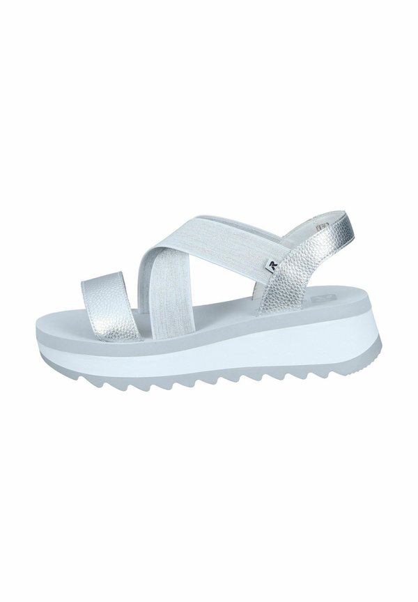 Plateausandalette - silber weiss silber