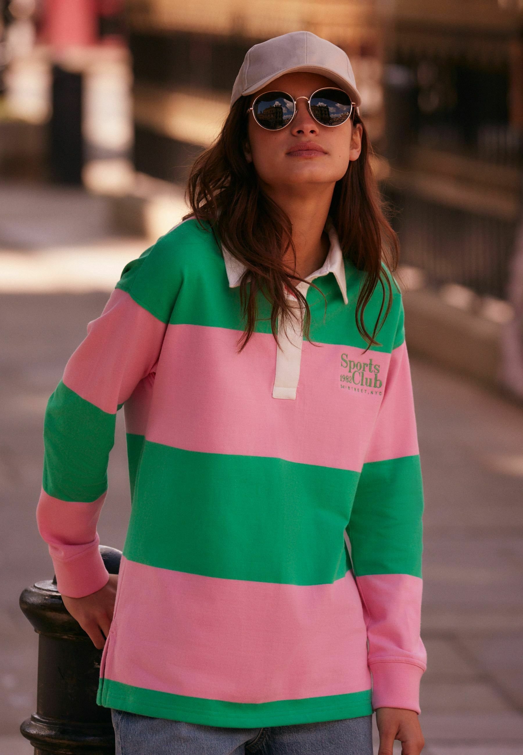 Next REGULAR FIT - Polo shirt - pink green stripe/green