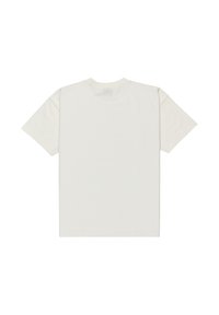 Kortermet t-skjorte med rund hals i lys beige bomull, med en glatt tekstur og et ensfarget design uten synlige logoer eller mønstre.