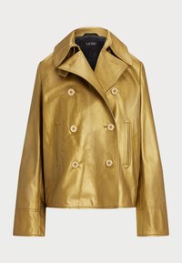 METALLIC LAMBSKIN PEACOAT - Kožená bunda - relic gold