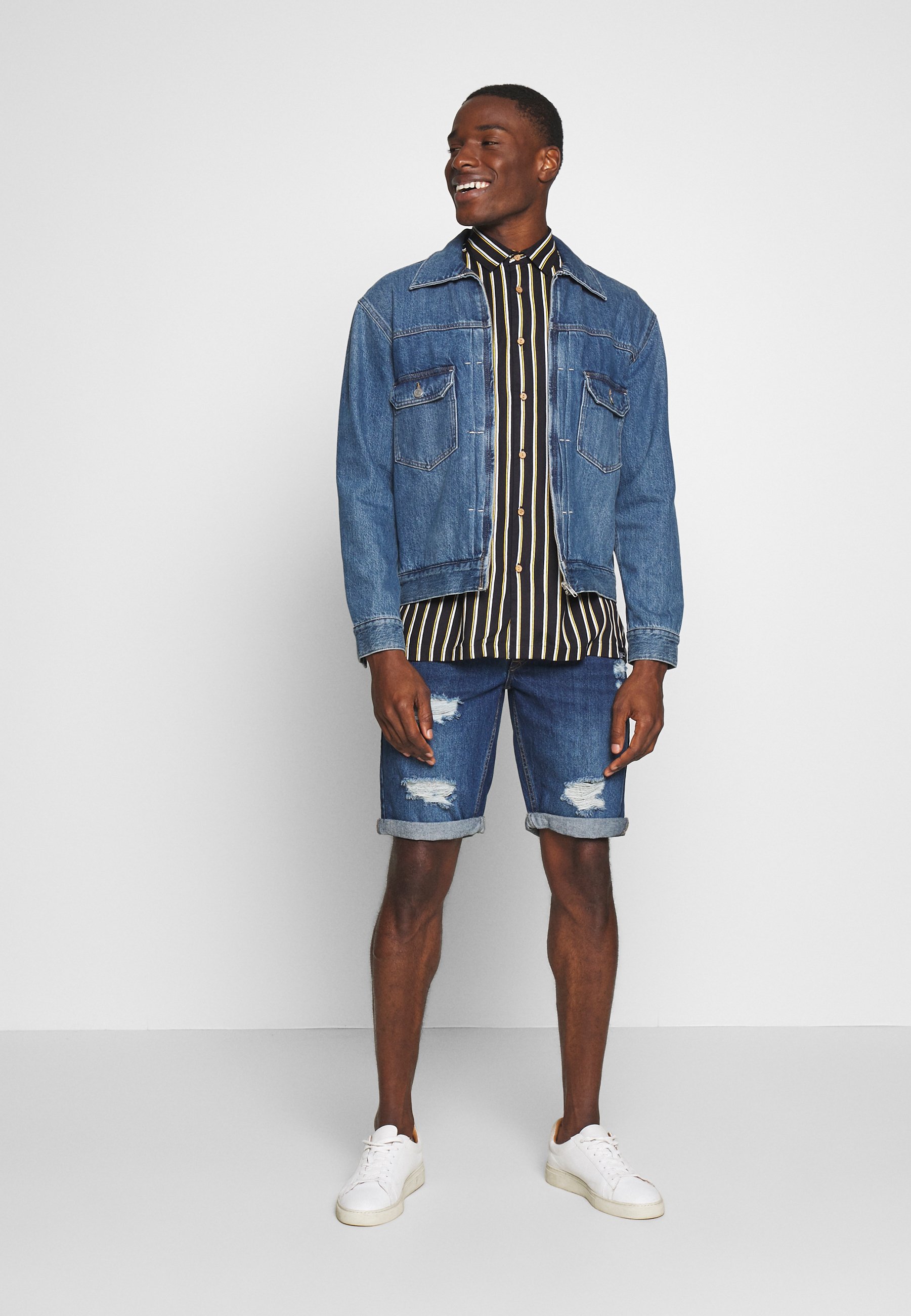 denim jacket denim shorts