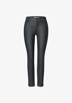 Street One, MID WAIST HOSE IM SLIM FIT IN LEDER-OPTIK - Trousers - mossbound green