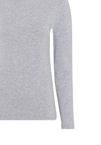 Grå langærmet T-shirt lavet af blødt bomuld, med rund halsudskæring, lige kant og minimalisk tekstur uden mønstre eller udsmykninger.