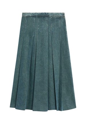 Massimo Dutti, MIDI SKIRT WITH BOX PLEATS - A-snit nederdel - mottled dark blue