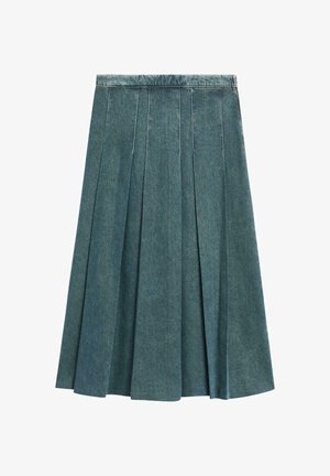 Massimo Dutti, MIDI SKIRT WITH BOX PLEATS - A-snit nederdel - mottled dark blue