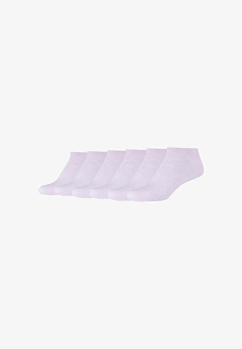 Set di sei calzini alla caviglia di colore rosa chiaro, con una texture morbida e un bordo a coste, progettati per il comfort e l'uso casual.