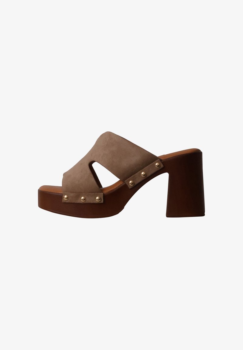 Super Mode SANDALE À TALON SUPER MODE JOALICE - Mules à talons - khaki-beige