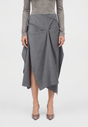 Victoria Beckham, DRAPED TAILORED SKIRT - Jupe portefeuille - light grey melange