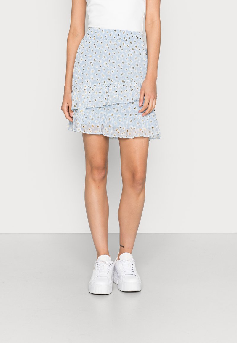JDY JDYMOON FRILL SHORT SKIRT - Minissaia - light blue