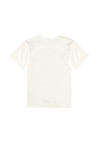 Maglietta in cotone bianco a maniche corte, con design a girocollo e texture liscia. Nessun motivo o grafica visibile sul retro.
