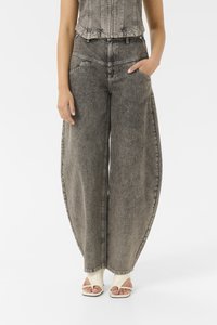 Gestuz JOSIE BARREL - Wide Leg - greige denim wash