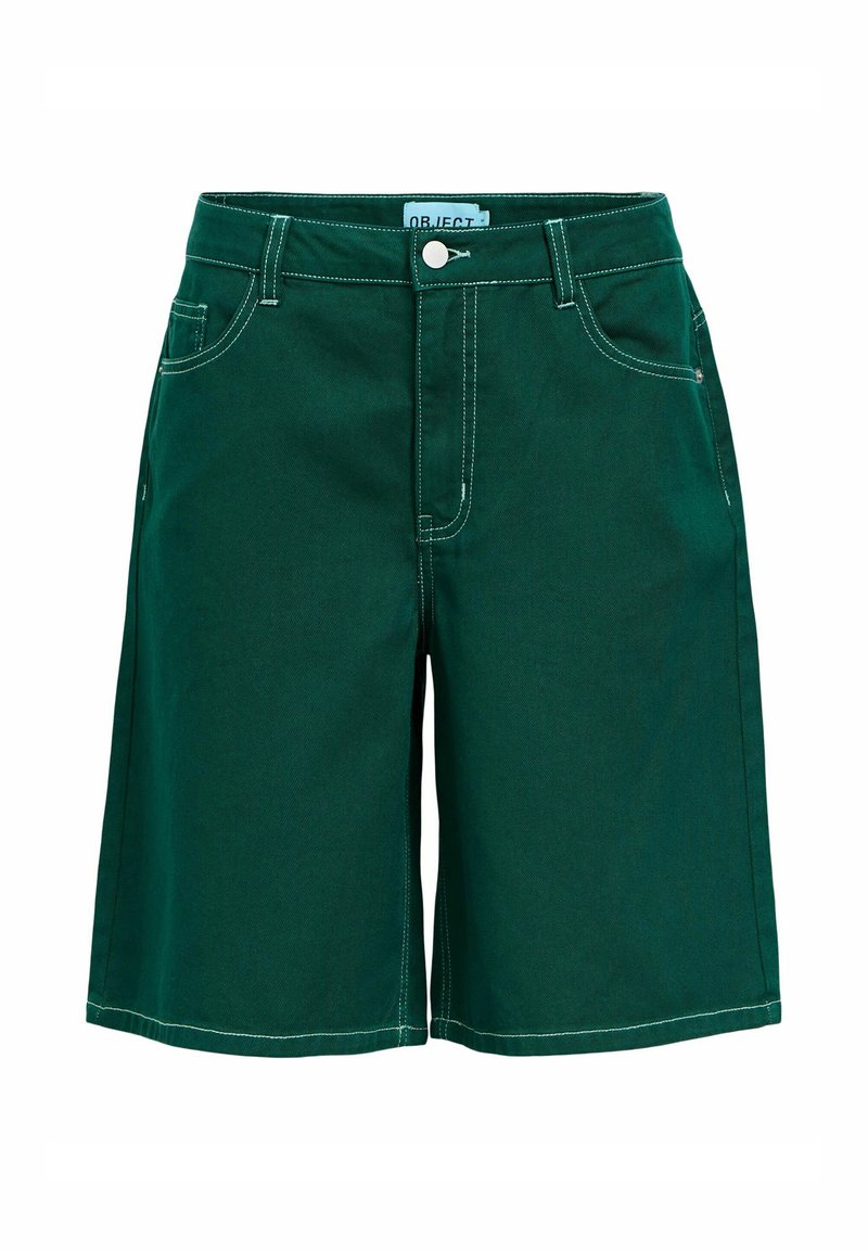 Object High Rise - Denim shorts - botanical garden/dark green - Zalando ...