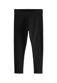 Schwarze Leggings aus dehnbarem Stoff, mit einem figurbetonten Design, hohem Bund und ohne sichtbare Nähte oder Details.