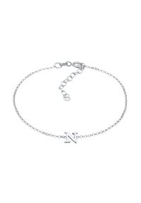 Silverfärgad kedjebracelet med en liten, polerad bokstavscharm "N" med en kräftklämma och justerbar längd. En enkel och delikat design.