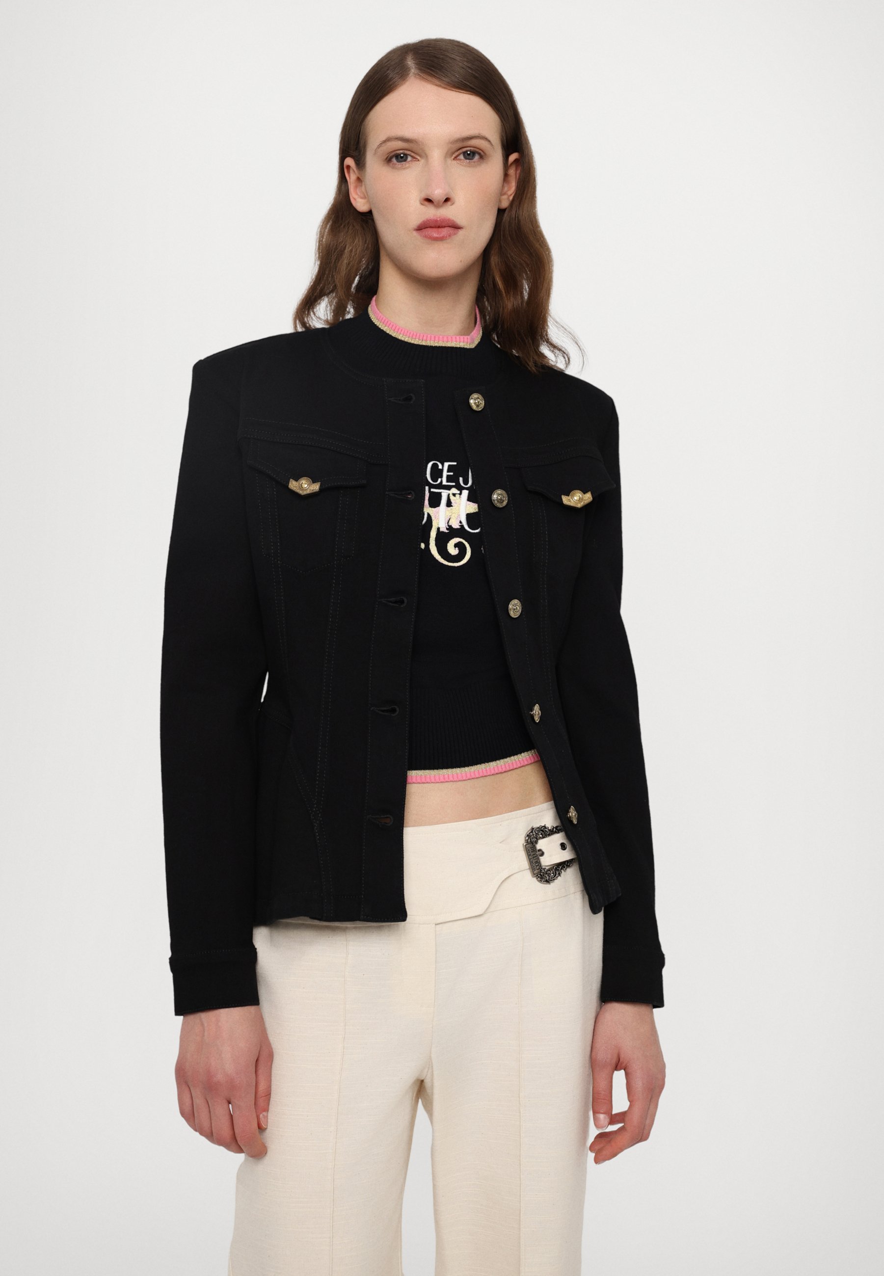 Versace Jeans Couture Denim jacket - black/black - Zalando