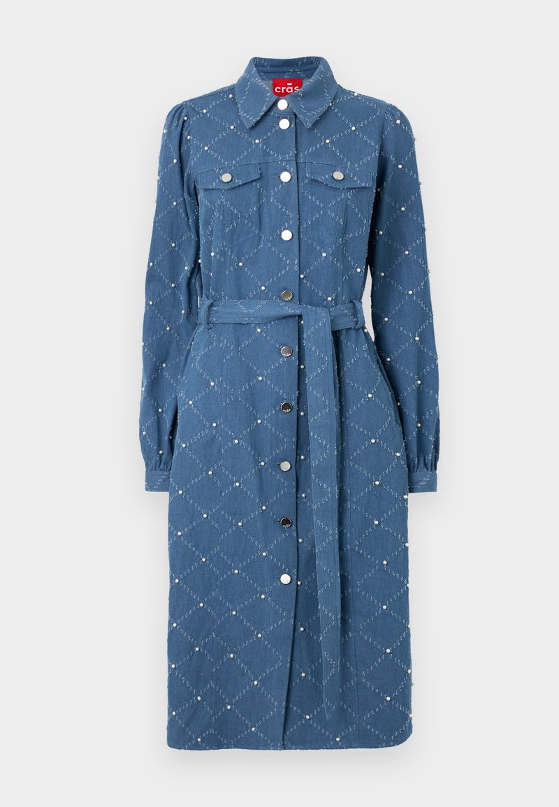 Cras Robe en jean bleu métallisé