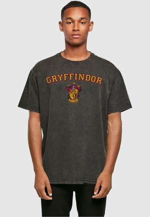 HARRY POTTER - HOGWARTS GRYFFINDOR CREST ACID WASHED  - Apdrukāts T-krekls - black