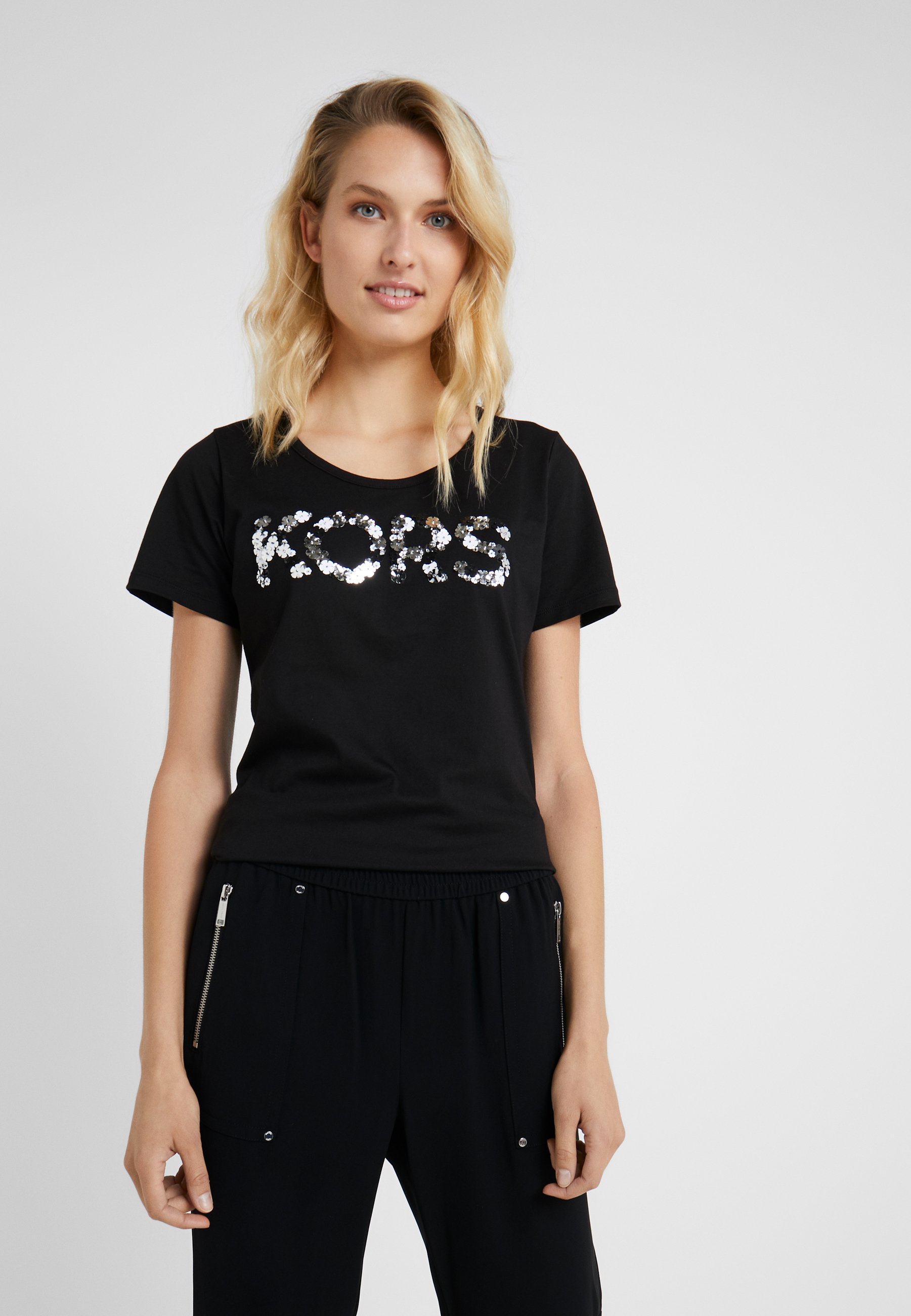 MICHAEL Michael Kors T shirts med print blacksilver Michael Michael Kors Kors Graphic T Shirt 099 BlackSilver