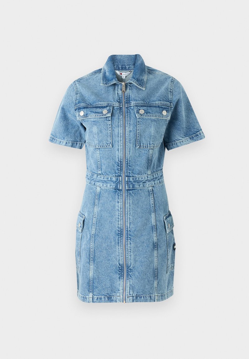 denim tommy hilfiger dress Short-Sleeve Belted 2 chest patch pockets Tommy Jeans UTILITY DRESS -