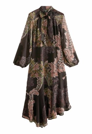 LONG SLEEVE TIE NECK ASYMMETRIC MIDI - REGULAR FIT - Dienas kleita - purple paisley print