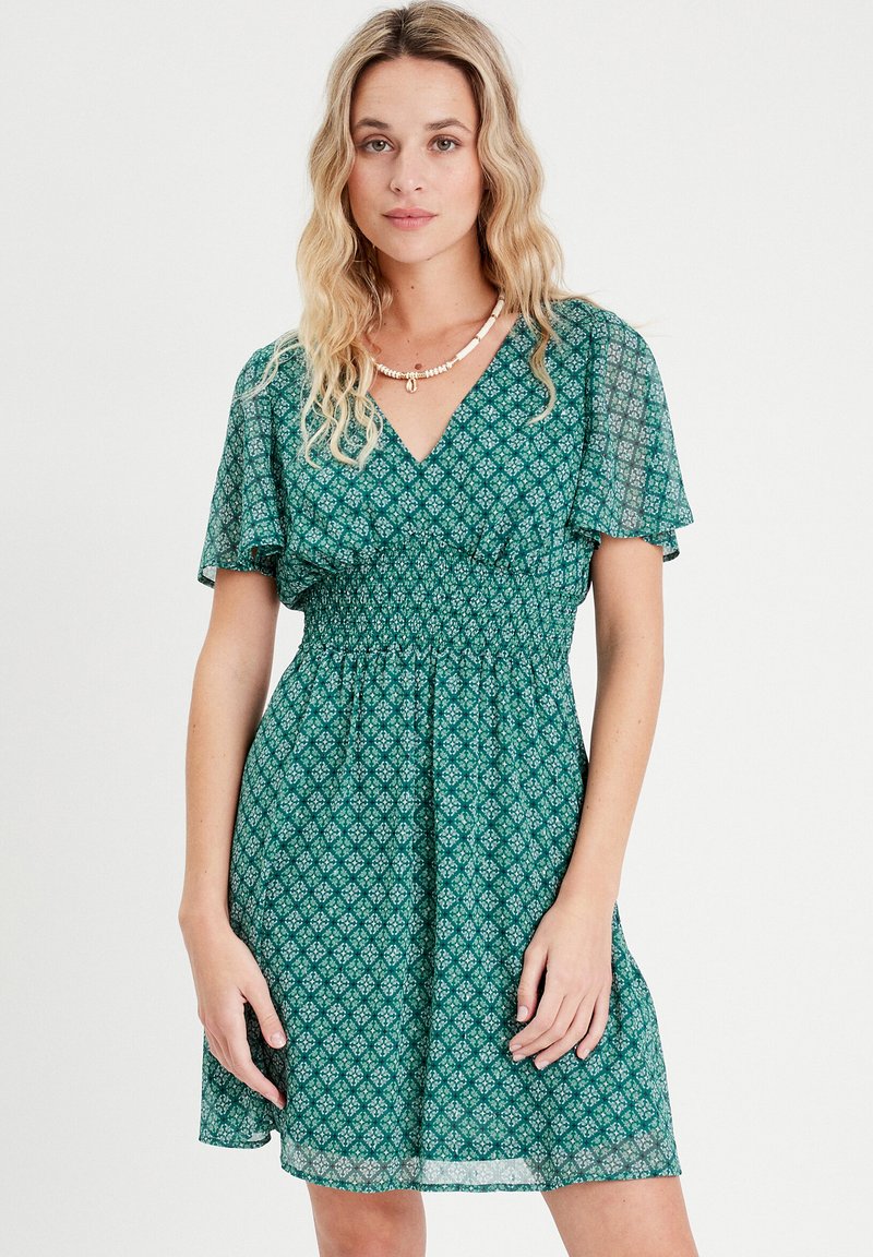 Cache Cache AUSGESTELLTES MIT KURZEN ÄRMELN - Robe de jour - vert