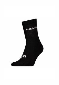 Black cotton sock featuring ribbed design, logo "HEAD" in white on the cuff, and a small white accent near the toe.