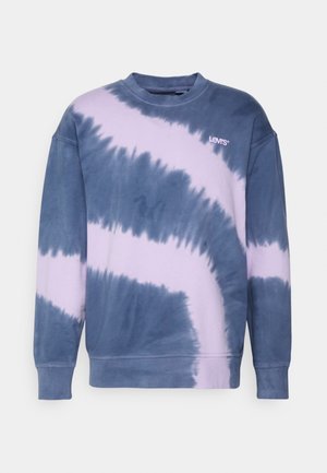 Sweatshirt tie-dye en marine et violet clair. Présente un col rond, des manches longues et un logo Levi's sur la poitrine. Tissu en coton doux.