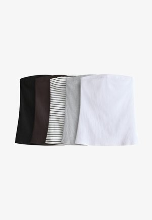 THE SET, REGULAR FIT - 5 PACK - Top - white/black/light grey marl/chocolate brown stripe