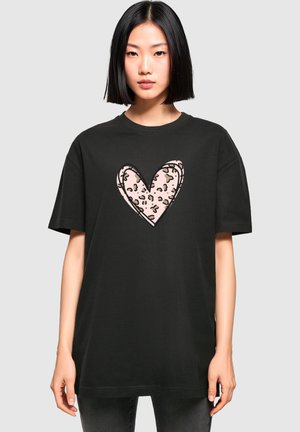 VALENTINES DAY LEOPARD HEART - T-Shirt print - black