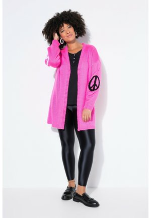 OFFENER LOOSE FIT PEACE-ZEICHEN BALLONÄRMEL - Strickjacke - neon pink