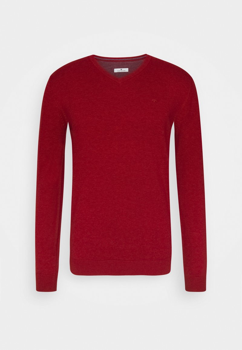 TOM TAILOR V NECK  - Pulóver - spicy red melange