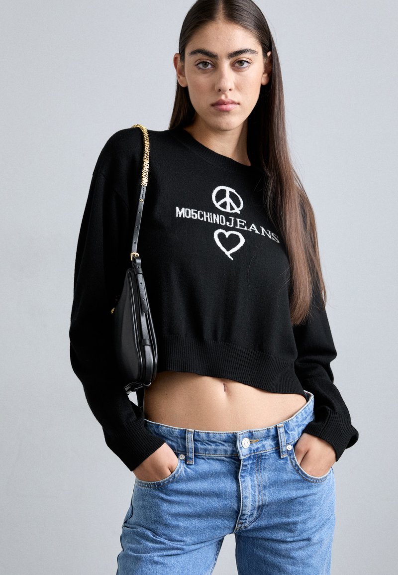 MOSCHINO MINI LETTERING - Rankinė - fantasia nero