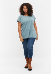 Zizzi SHORT SLEEVED BLEND - Paprasti marškinėliai - smoke blue
