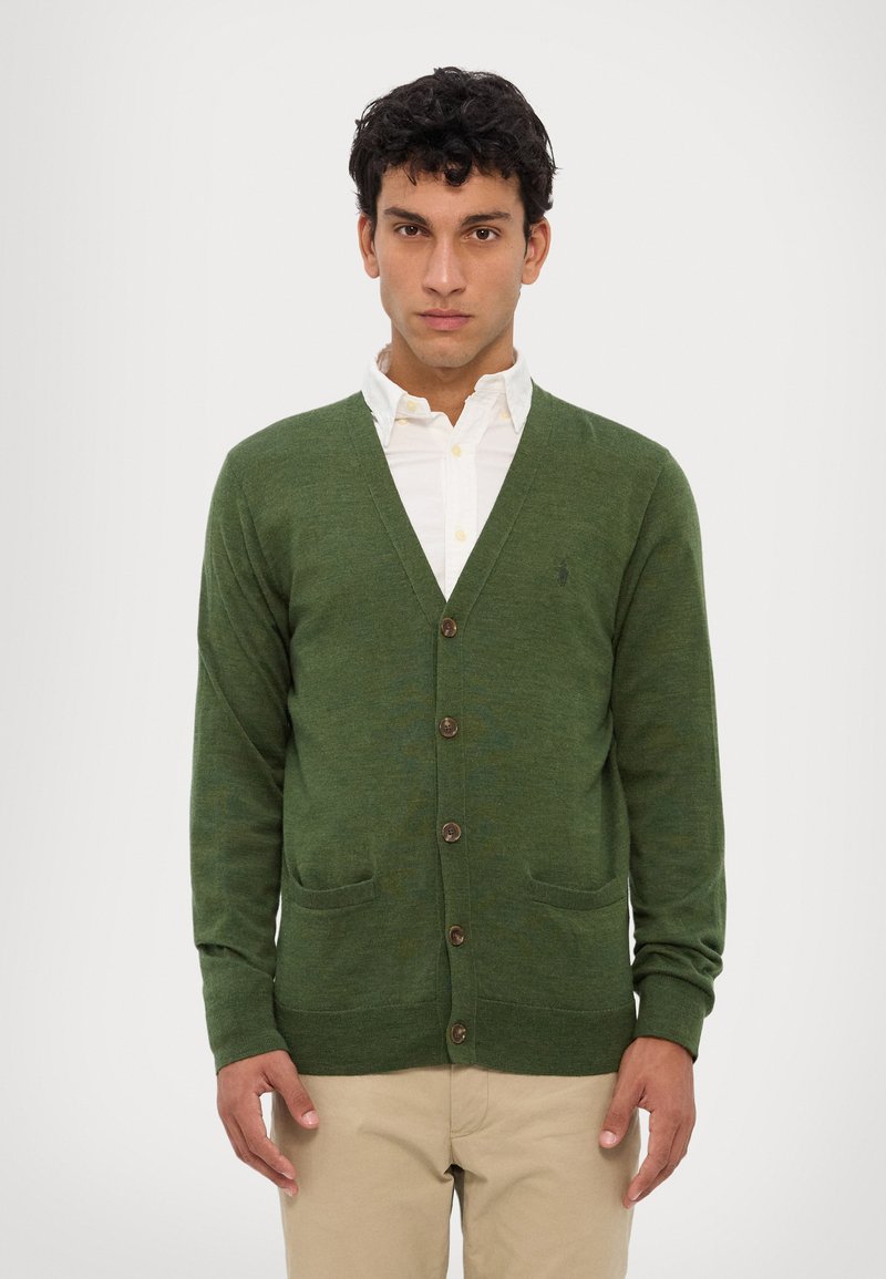 Polo Ralph Lauren SLIM FIT WASHABLE WOOL V-NECK CARDIGAN  - Kardiganas - classic olive heather