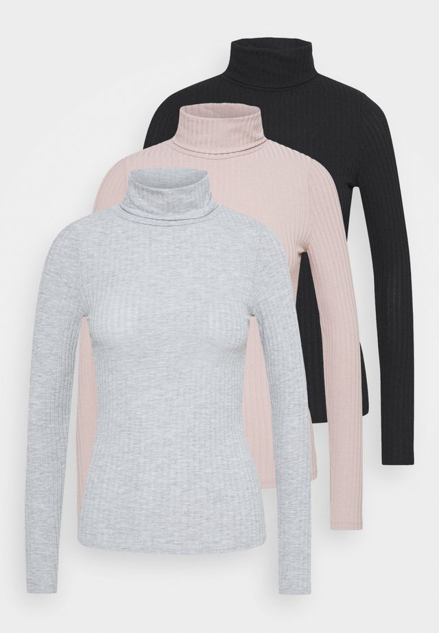 3 PACK WIDE ROLL NECK - Pullover - brown pattern