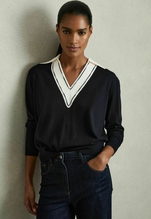 REGULAR FIT - NINA COLLARED CRICKET - Polo majica - navy white