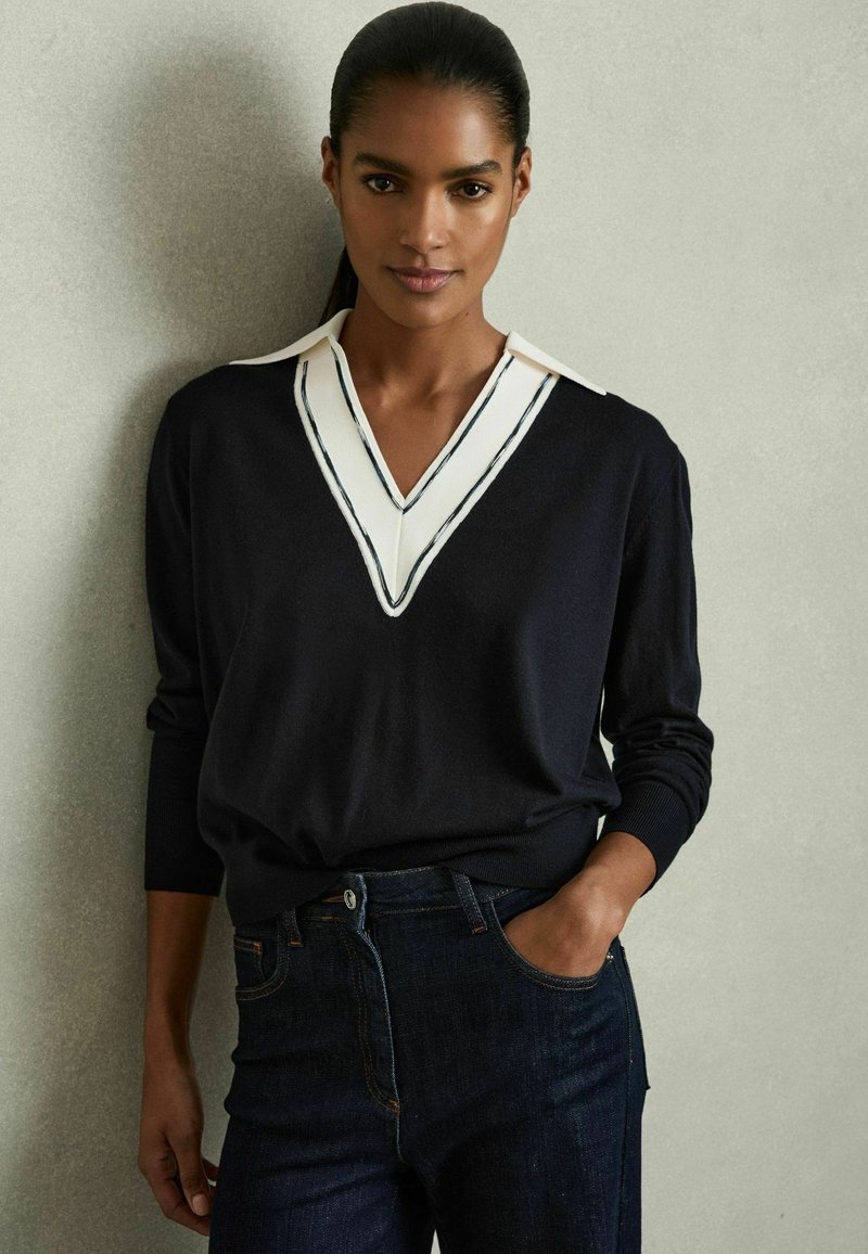 Reiss REGULAR FIT - NINA COLLARED CRICKET - Poloshirt - navy white