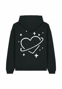 Felpa nera con cappuccio caratterizzata da un design a cuore bianco con un anello e stelle sul retro. Tessuto morbido con una vestibilità rilassata.