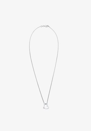 Sølv kædetråd med en hjerteformet vedhæng og en lille pink detalje. Glat overflade, minimalistisk design og sikker lukning.