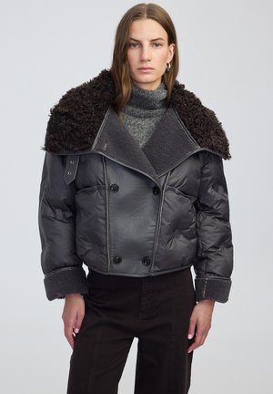 TECHNICAL FABRIC WITH CONTRAST TEXTURE - Winterjas - grey