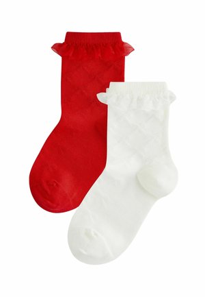 BOW TEXTURE  2 PACK WITH ORGANZA FRILL - Zoknik - red cream