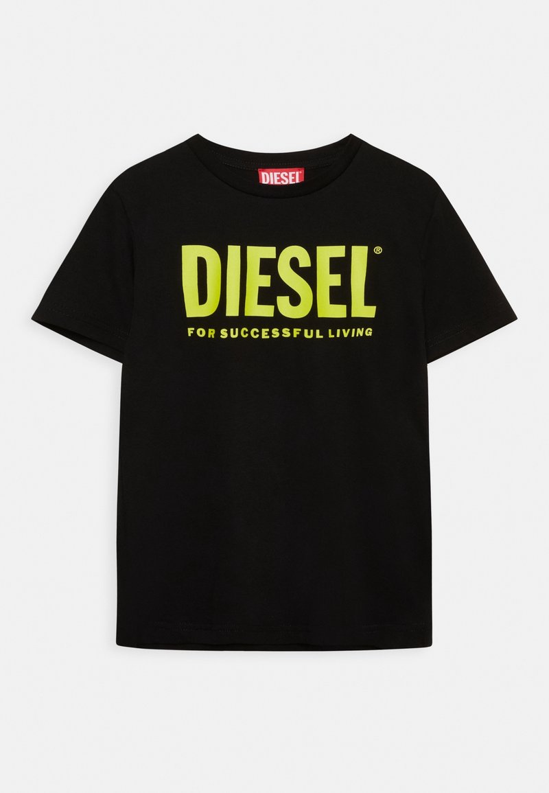 Diesel JUST LOGO UNISEX - Print T-shirt - black bright yellow